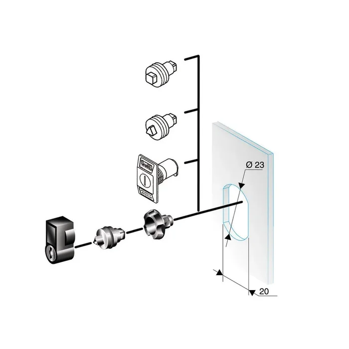 Serrure pour Boîtier Schneider Electric PanelSeT à utiliser avec Accessoires de boîtier