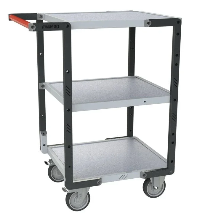 Servante 3 plateaux mélaminé 550×500 mm roues TPE 250 kg – FIMM – 884720122