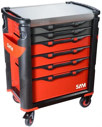 Servante 41 – 6 tiroirs – rouge – plateau inox SAM OUTILLAGE – 416H