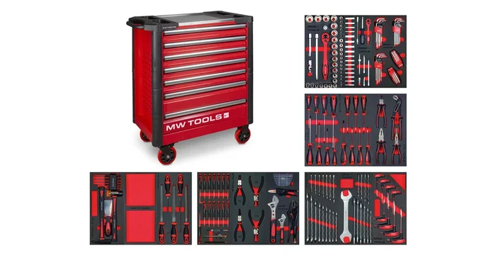 Servante d’atelier complète robuste STARTER 212 outils MW Tools