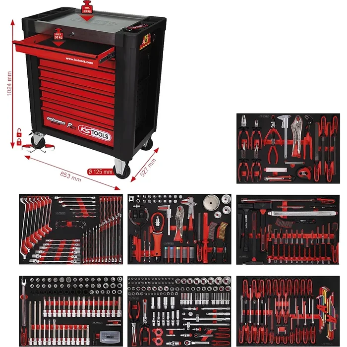 Servante d’atelier PERFORMANCE PLUS avec outils – KS Tools