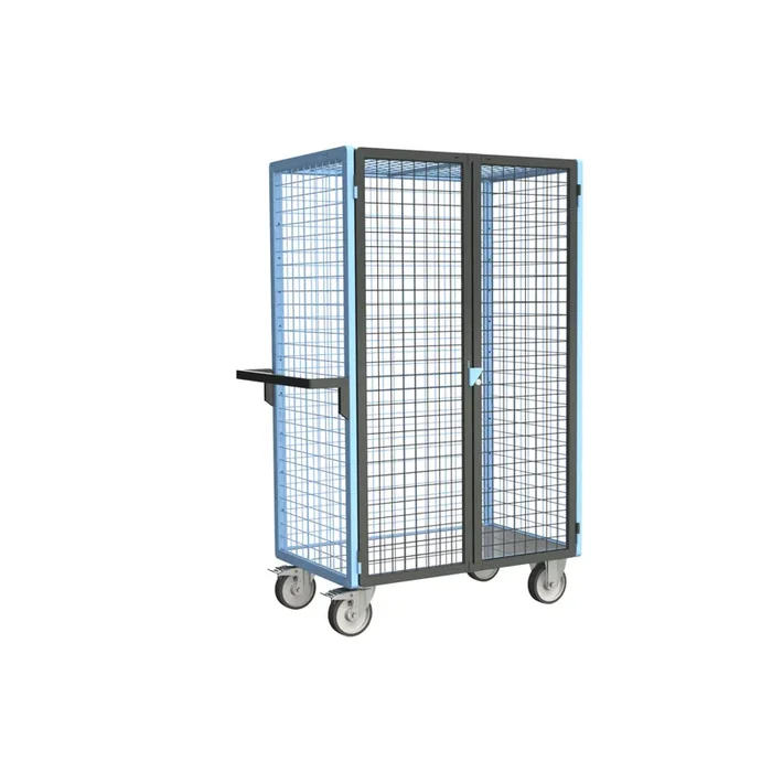 Servante grillagée 4 côtés, verrouillable, plateau tôle galva, 1000×600 mm, 500 kg – FIMM – 880725253
