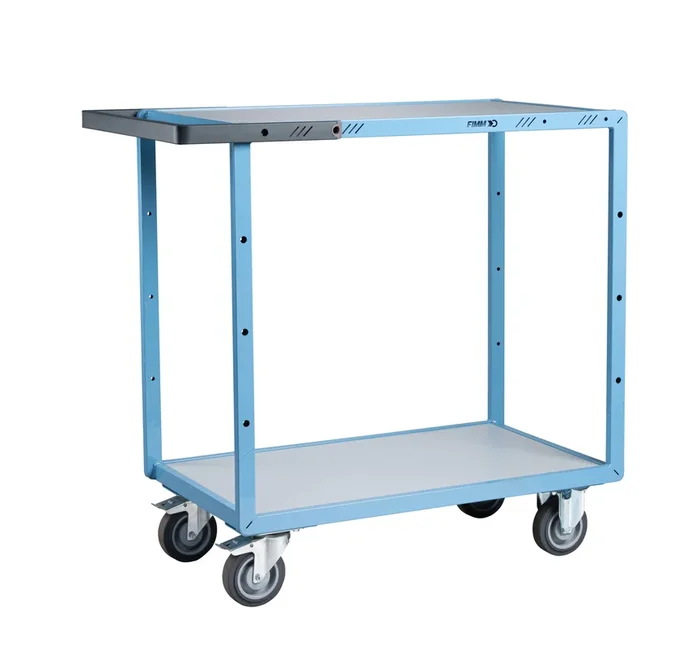 Servante mécano-soudée 2 plateaux mélaminé 850×500 mm roues TPE 250 kg – FIMM – 880701121