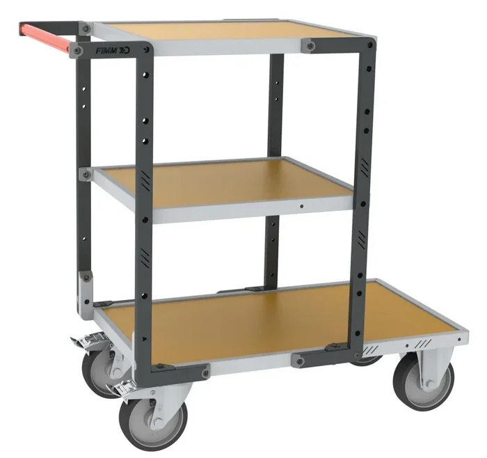 Servante montée 3 plateaux médium + roues TPE 400 kg – FIMM – 886721243