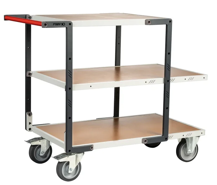 Servante montée 3 plateaux médium + roues TPE 400 kg – FIMM – 886722245