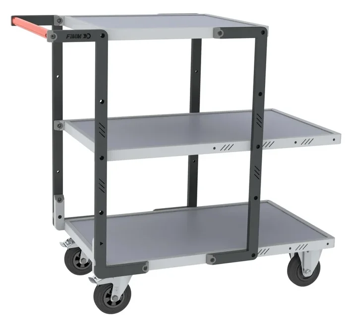 Servante montée 3 plateaux mélaminé + roues CC 250 kg – FIMM – 886721115