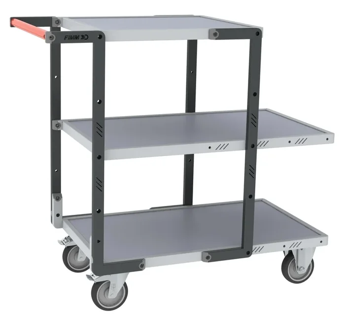Servante montée 3 plateaux mélaminé + roues TPE 250 kg – FIMM – 886721125