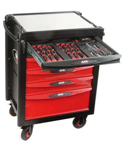 SERVANTE SERVI-640 6 TIROIRS + COMPOSITION MAINTENANCE INDUSTRIELLE 200 OUTILS EN MODULES ABS SAM OUTILLAGE – CPP200SV4