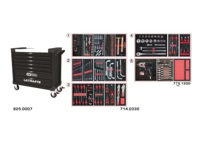 Servante ULTIMATE XL noire 7 tiroirs équipée de 354 outils KSTOOLS – 8257331