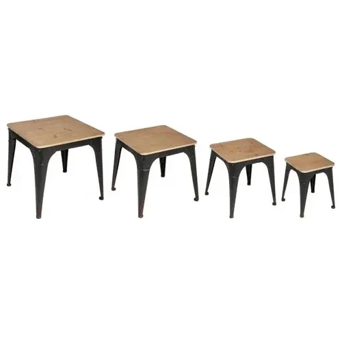 Set de 4 tables basses CERKA en bois et fer