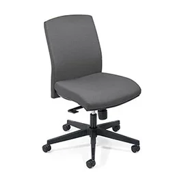 Siège de bureau à roulettes Attitud’ – assise et dossier tissu gris – mécanisme synchrone – piètement nylon noir