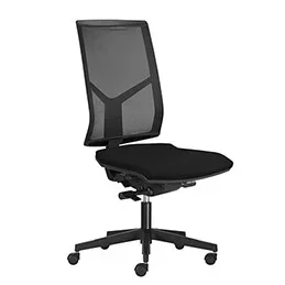 Siège de bureau à roulettes Opus – dossier résille noire – assise tissu noir – synchrone – piètement nylon noir