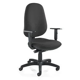 Siège de bureau Globe – assise et dossier renforcé tissu gris orage – mécanisme synchrone – accotoirs 1D – piétement nylon noir