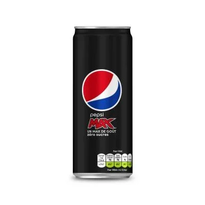 Soda sans sucres Pepsi – canette slim de 33 cl – carton 24 x 330 ml