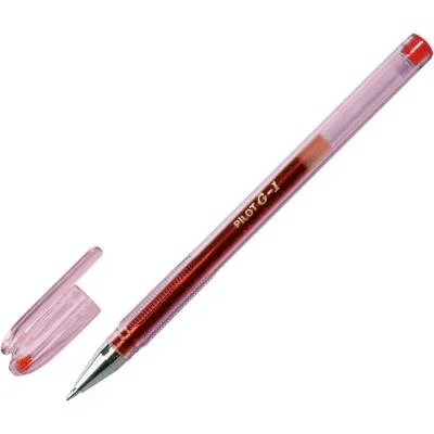 Stylo à encre gel Pilot G-1 – pointe fine – 0,7 mm – avec zone de préhension – corps transparent – encre rouge