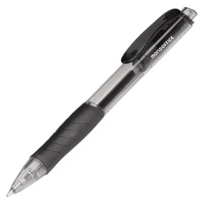 Stylo bille rétractable Icebreaker – avec grip – pointe fine 0,7 mm – noir