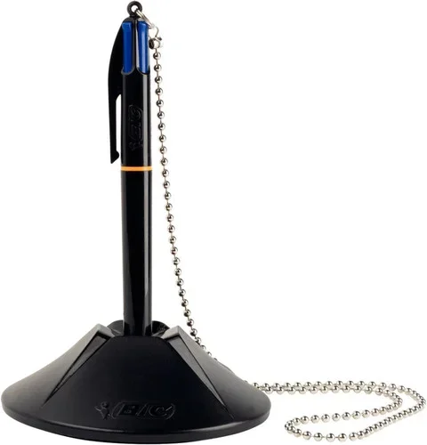 Stylo bille sur socle encre bleu