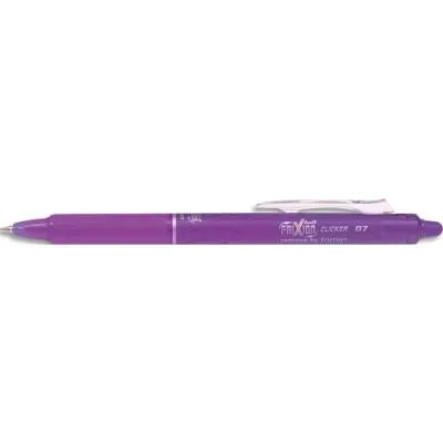 Stylo rétractable et rechargeable Pilot Frixion Clicker 0.7mm, encre effaçable + gomme intégrée, mauve