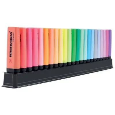 Surligneur Stabilo Boss Original – pointe biseautée 2 et 5 mm – set de bureau de 23 coloris