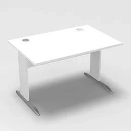 Table de bureau rectangulaire Forstyl L. 120 x P. 80 cm décor blanc neige piétements L décor blanc neige