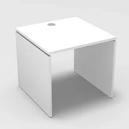 Table de bureau rectangulaire Forstyl L. 80 x P. 80 cm décor blanc neige piétements panneau décor blanc neige