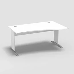 Table de bureau vague asymétrique Forstyl L.160 x P. 100/80 cm retour droite décor blanc neige piétements L décor blanc neige