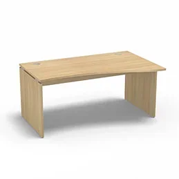 Table de bureau vague asymétrique Forstyl L.160 x P. 100/80 cm retour droite décor chêne clair piétements panneau décor chêne clair