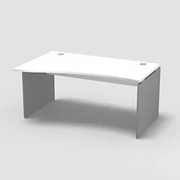 Table de bureau vague asymétrique Forstyl L.160 x P. 100/80 cm retour gauche décor blanc neige piétements panneau décor gris aluminium
