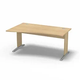 Table de bureau vague asymétrique Forstyl L.160 x P. 100/80 cm retour gauche décor chêne clair piétements L décor chêne clair