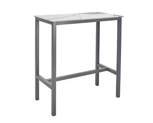 Table haute SWEB – Plateau Marbre Blanc – Piétement Anthracite