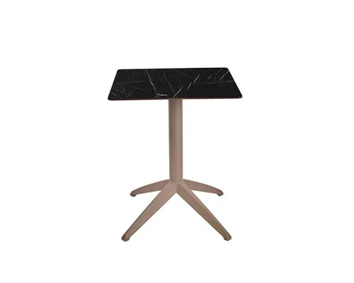 Table pliante SWEB – Plateau Marbre Noir – Piétement Taupe