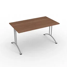 Table rectangulaire à dégagement latéral – 140 x 80 cm – plateau noyer ambré – finitions aluminium