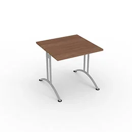 Table rectangulaire à dégagement latéral – 80 x 80 cm – plateau noyer ambré – finitions aluminium