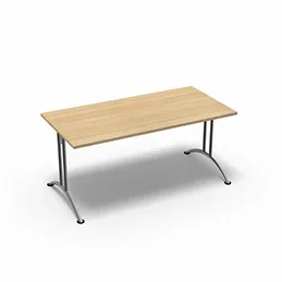 Table rectangulaire gamme Tic – 160 x 80 cm – plateau érable – piètement central aluminium