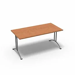 Table rectangulaire gamme Tic – 160 x 80 cm – plateau érable – piètement central aluminium
