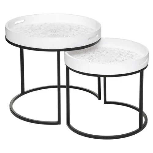 Tables gigognes BELA, structure métal, noir & blanc