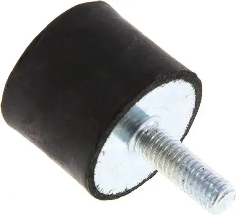 Tampon caoutchouc-métal d&rsquo;un côté avec tige filetée M 6 x 18, D= 25 – H= 20 mm