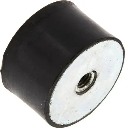 Tampon caoutchouc-métal des deux côtés avec filetage intérieur M 8 (7 de profondeur), D= 40 – H= 25 mm