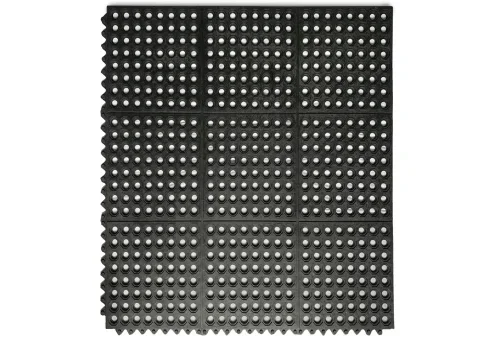 Tapis antidérapant ajouré en caoutchouc pour sol industriel 914 mm x 914 mm, noir