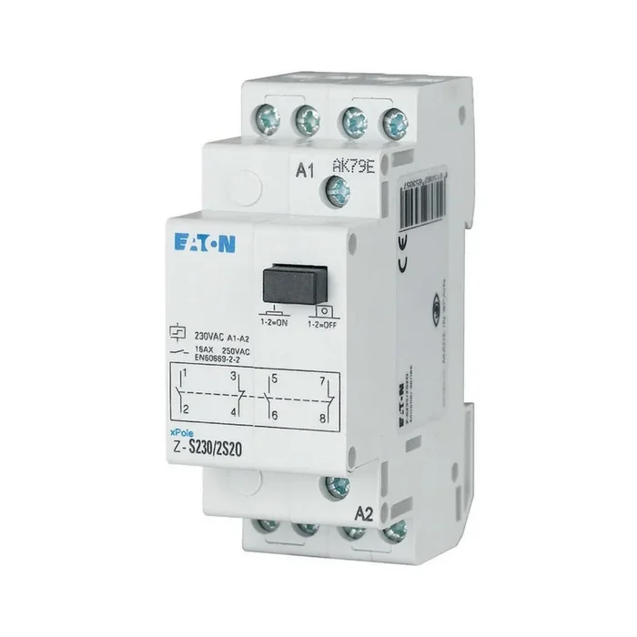 Télérupteur Eaton, bobine 12V c.a. Rail DIN