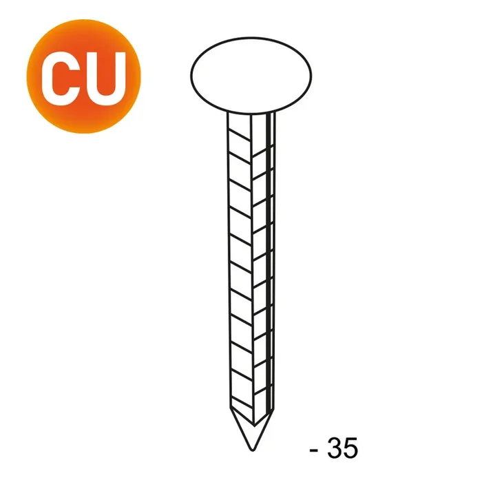 Tête extra large cranté cuivre 3X3X35 -5KG – ASLAFIX – TL300357