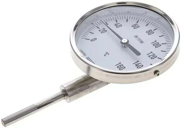 Thermomètre bimétallique vertical D100/0 à +160°C/63mm, acier inoxydable