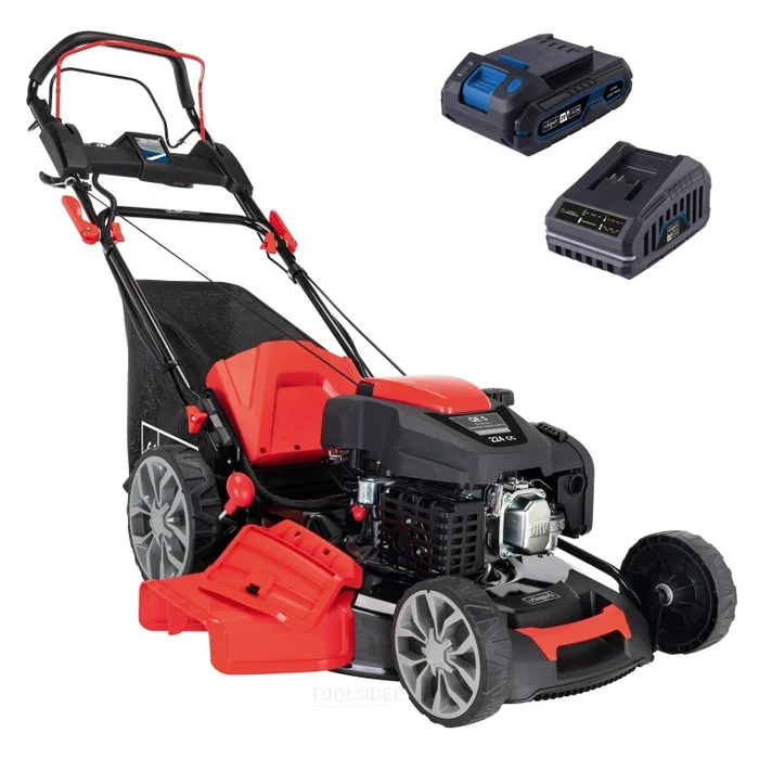 Tondeuse à gazon thermique Scheppach hybride MS225-56E 224cc 3kW (avec batterie)