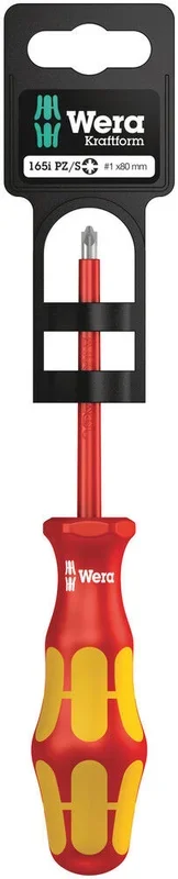 Tournevis isolé pour vis PlusMinus (Pozidriv/à fente) 165 i PZ/S # 1 x 80 mm Hang-Tag WERA – 05100021001