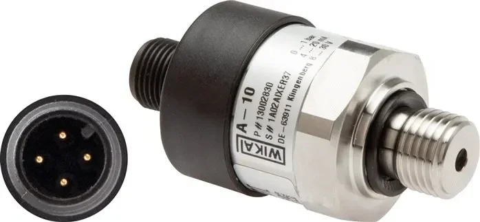 Transmetteur de pression 0 à 16 bar (0,5 % BFSL), G 1/4″ AG, 0-10 V, acier inoxydable, connecteur M12