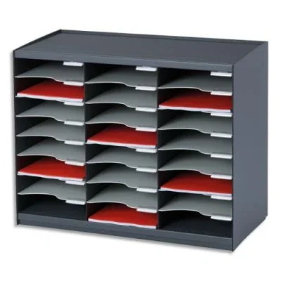 Trieur à courrier monobloc Evolution – 24 cases pour document A4 – coloris noir gris