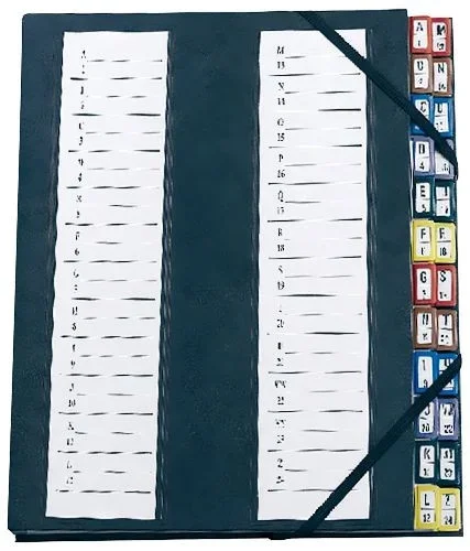 Trieur couverture plastifiée avec élastiques 24 compartiments coloris bleu