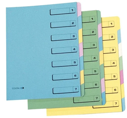 Trieur en carte dossier rigide 7 compartiments jaune