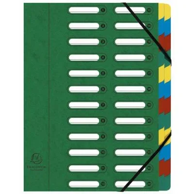 Trieur Exacompta Harmonika Nature Future avec dos extensible à soufflet et fenêtres prédécoupées 840 feuilles A4 24 compartiments 24 x 32 cm – carton vert