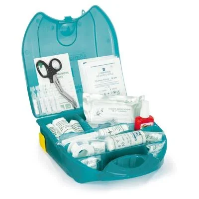 Trousse de secours avec support mural- Conforme à la médecine du travail – Bleu